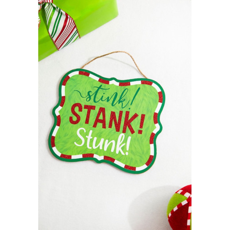 11 x 9 Red White Green Glitter Sign – Stink! Stank! Stunk!