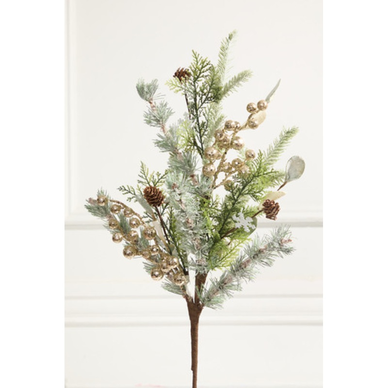 28 Frosted Mixed Pine Glitter Berry Spray