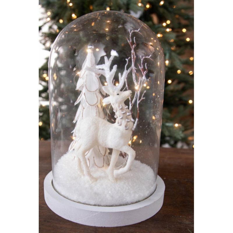 Glass Light Up Reindeer Cloche