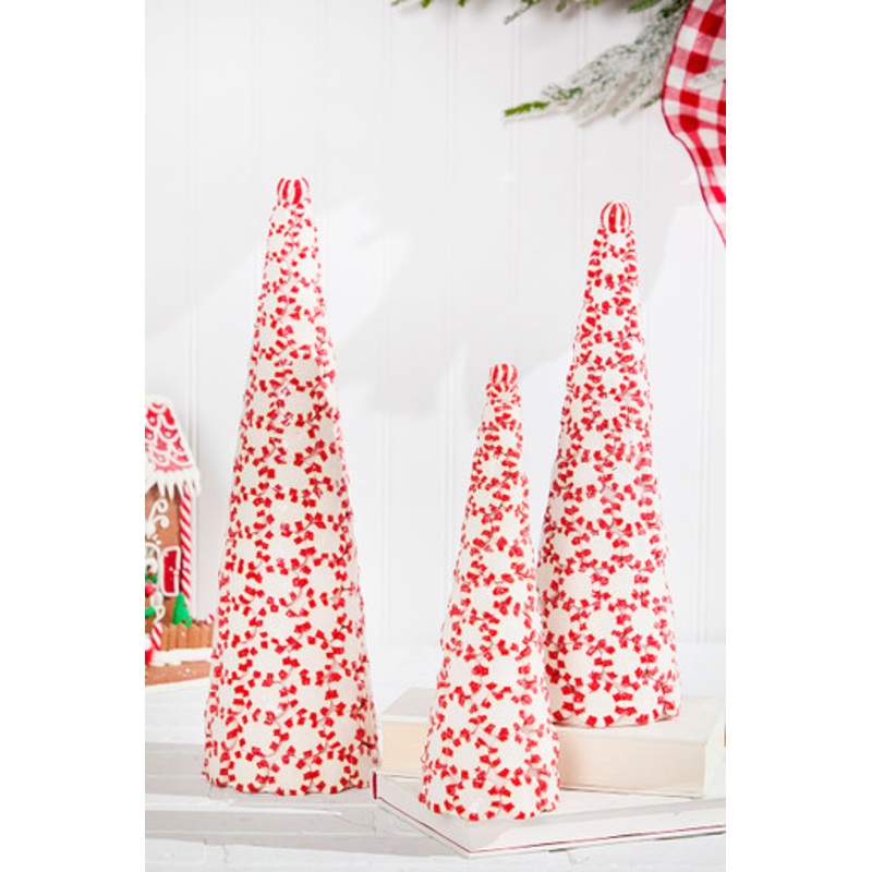 10.5 – 16.5 Clay Dough Peppermint Candy Trees – Set Of 3
