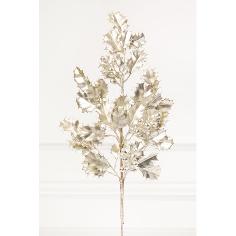 27 Platinum Holly Berry Stem