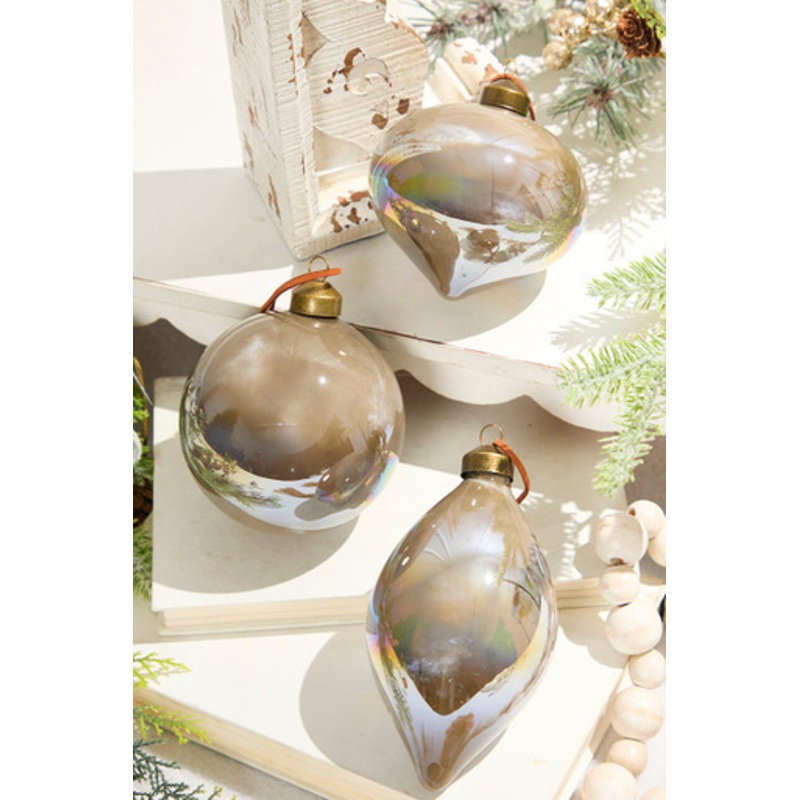4- 6 Beige Glass Ornament