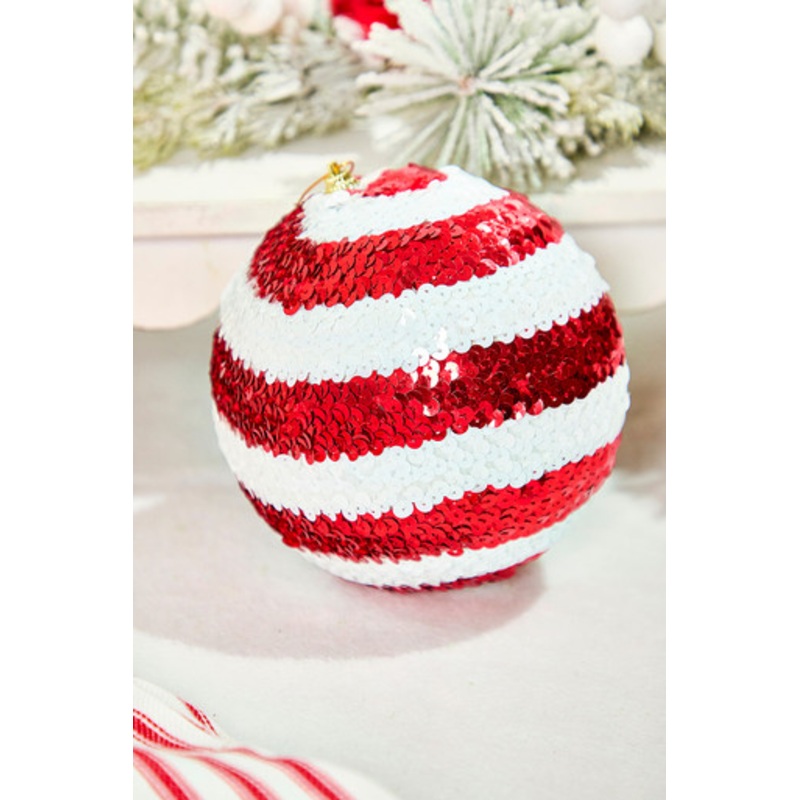 6 Sequin Stripe Ball Ornament