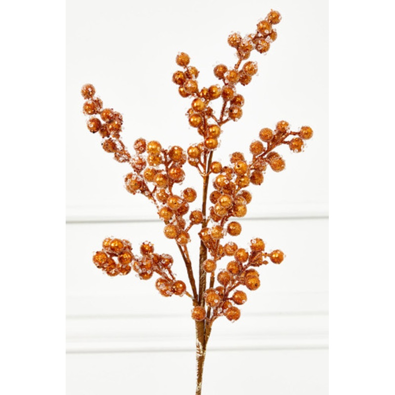 27 Beaded Iced Berry Spray – Brown