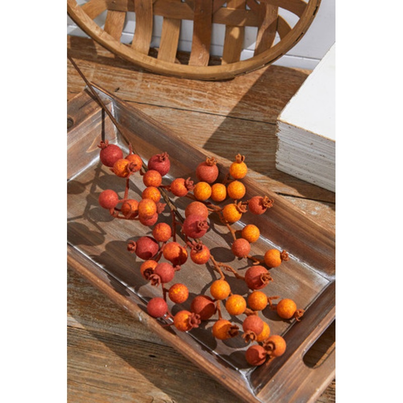 29 Orange Flocked Berry Spray
