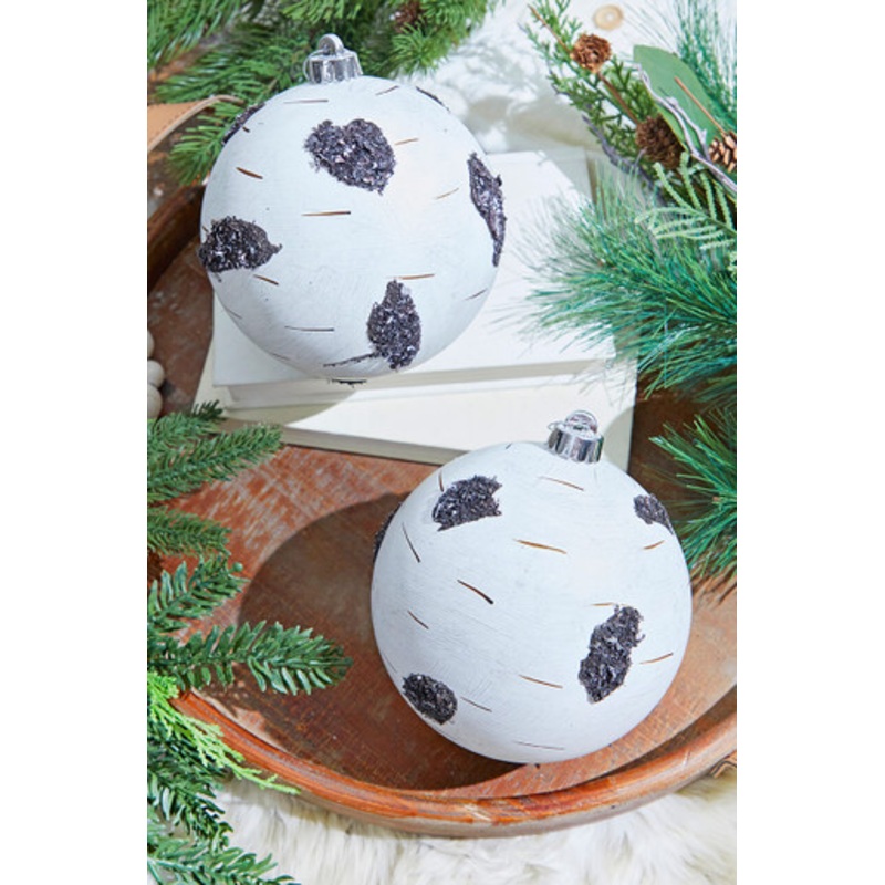 15 Cm Birch Ball Christmas Ornaments-Set of 2