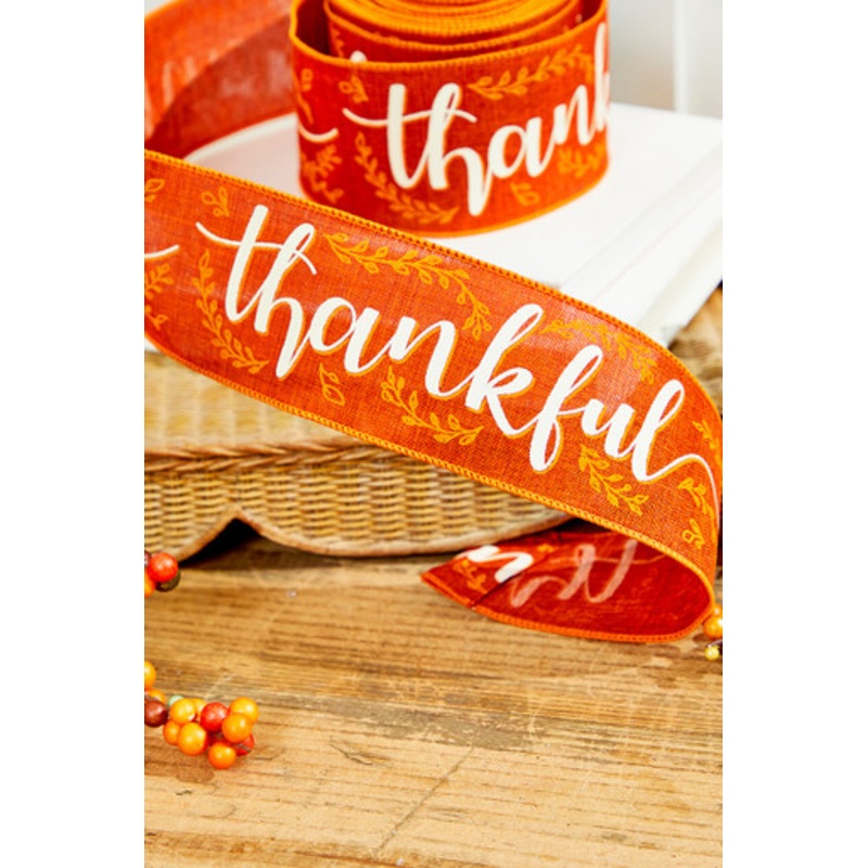 2.5 x 10 Yard Thankful Ribbon