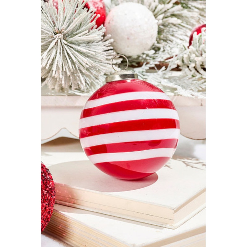 4 Peppermint Glass Ball Ornament