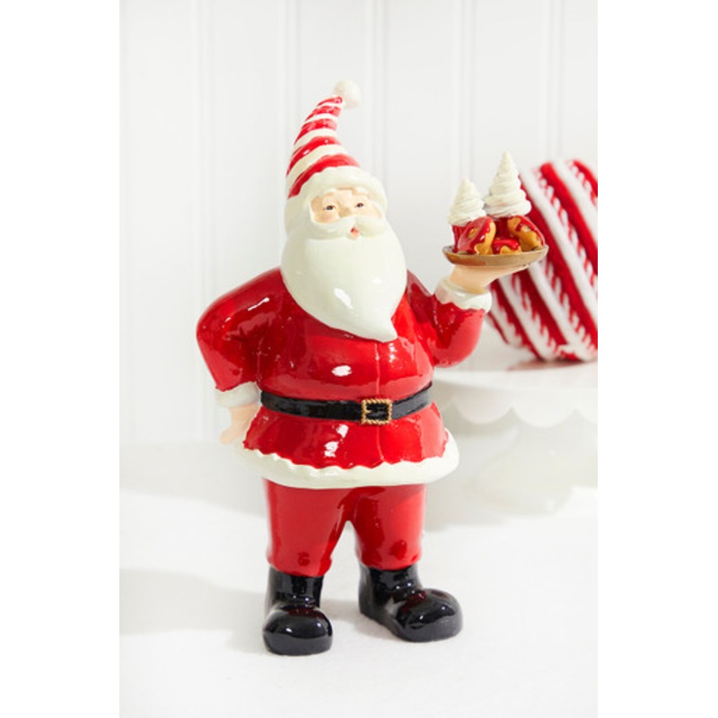 Resin Santa W/Dessert Plate – Red White