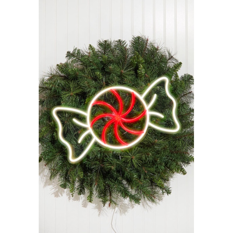 10.6 Peppermint Round Candy Lit Neon Sign