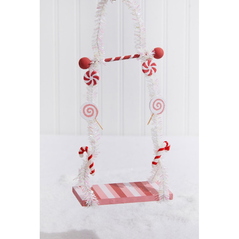 13 Red and Pink Wood Candy Swing Ornament