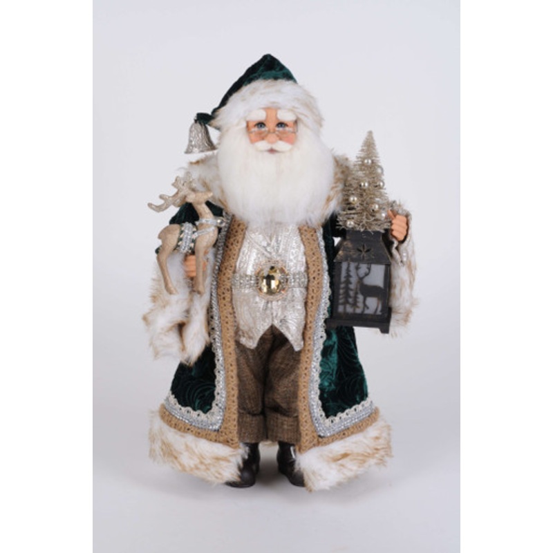 17 Karen Didion Lighted Woodland Emerald Santa