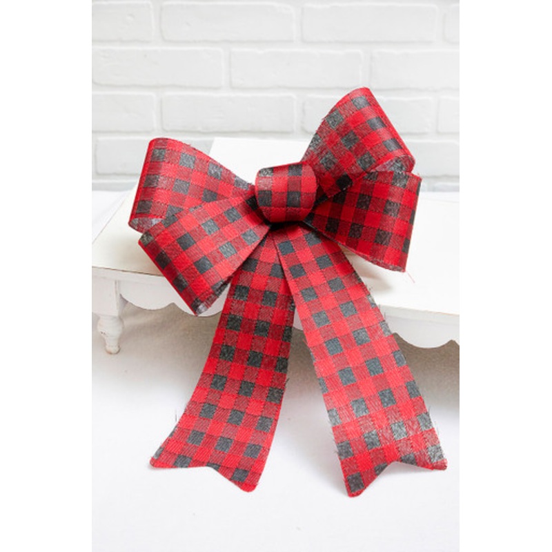 18” x 14.5” Acrylic Mesh Plaid Bow