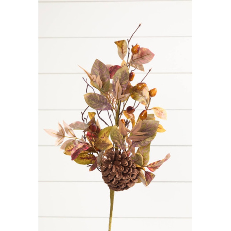 28 Fall Leaves and Pine Cone Spray