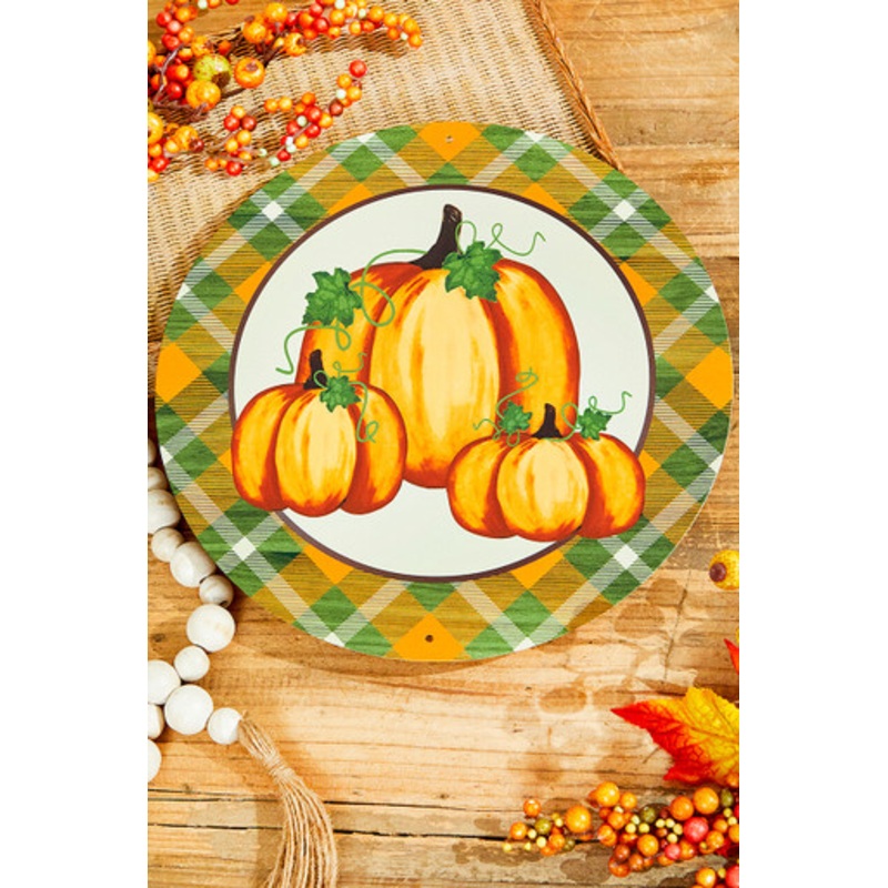 12 Metal Pumpkin/Plaid
