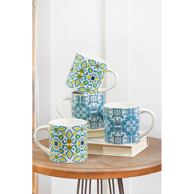 Patterned Dolomite Mug – Set of 4