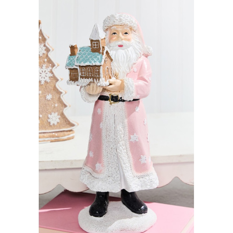 11.5 Resin Santa with Gingerbread House