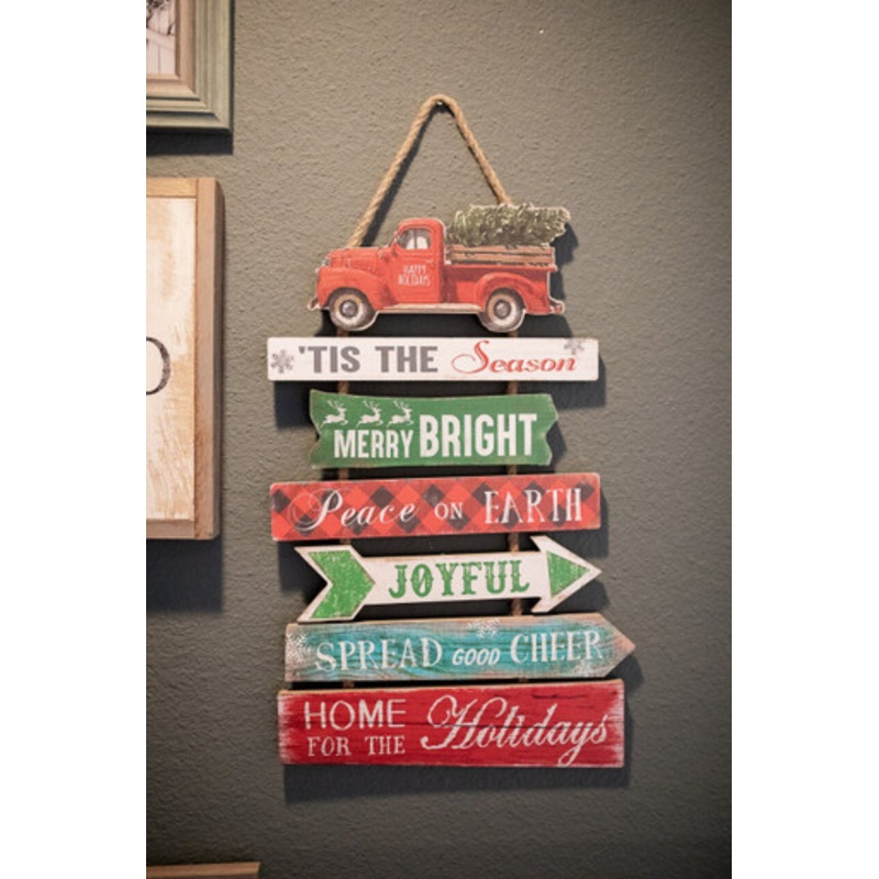 22.4 Wood Holiday Sign w/ Vehicle