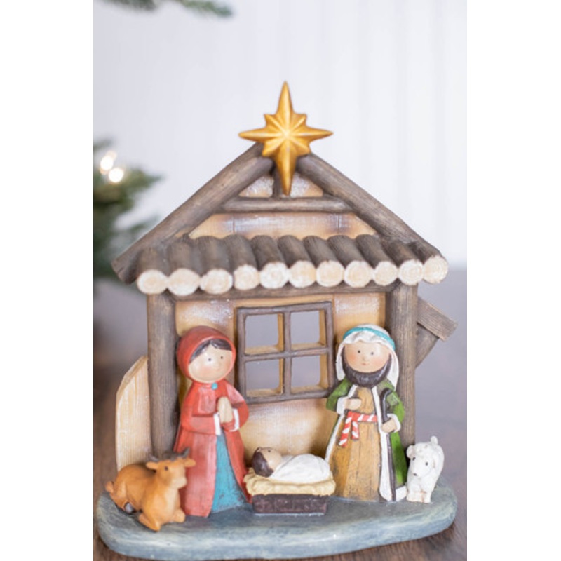 9 Resin Traditional Kid Nativity Scene