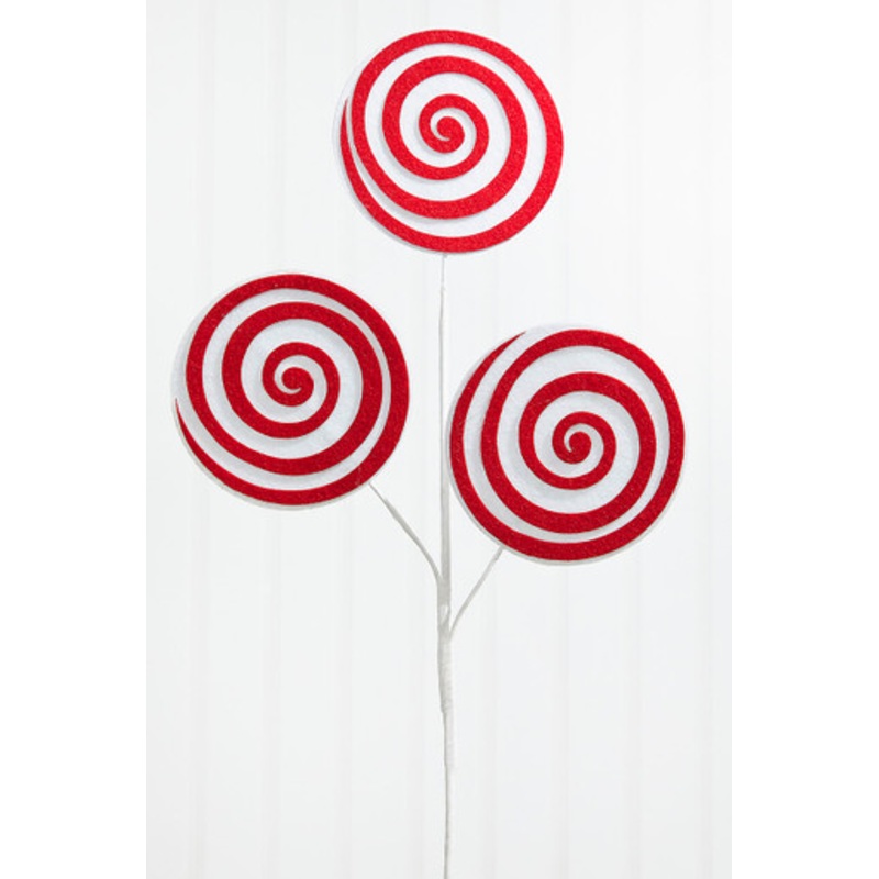 20 Red and White Swirl Candy Stem
