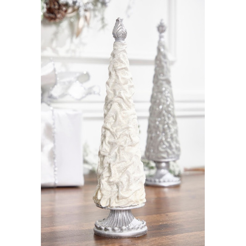 16 White Flocked Resin Tree