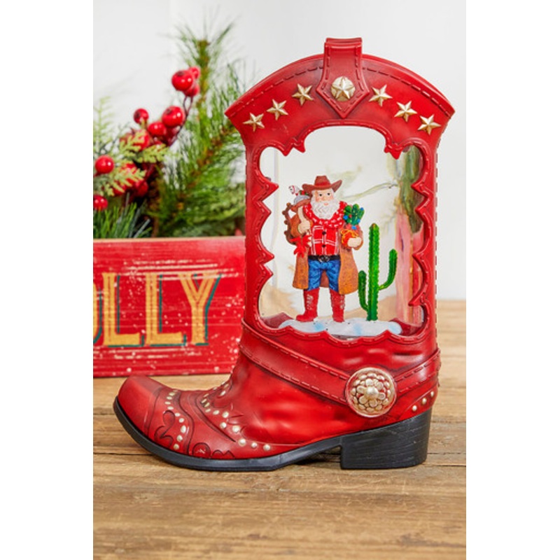 10 Western Cowboy Boot Water Globe
