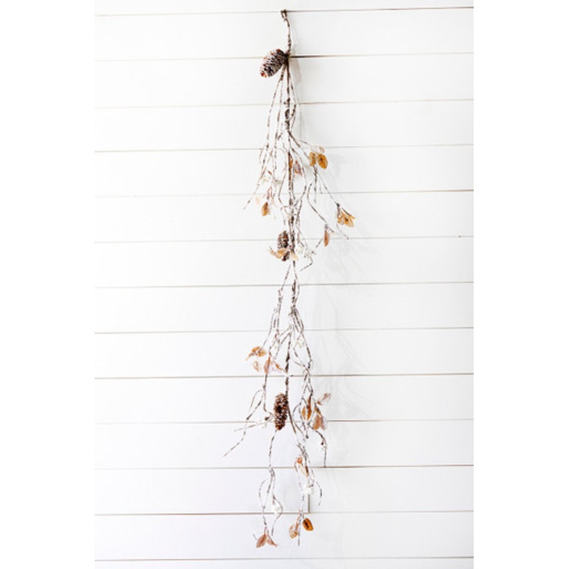 48 Snow with Glitter Winter Chalet Garland – Natural/Frost
