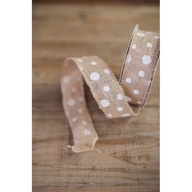 1.5 X 10 Yard Jute Polka-Dot Ribbon