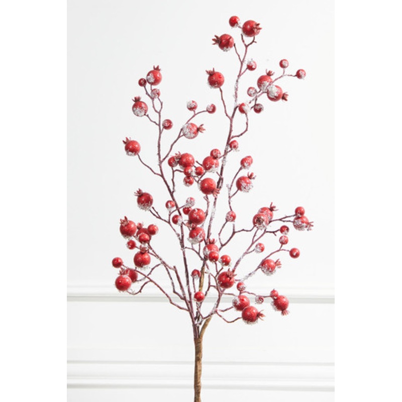 38 Gilded Frosted Crabapple Spray – Red