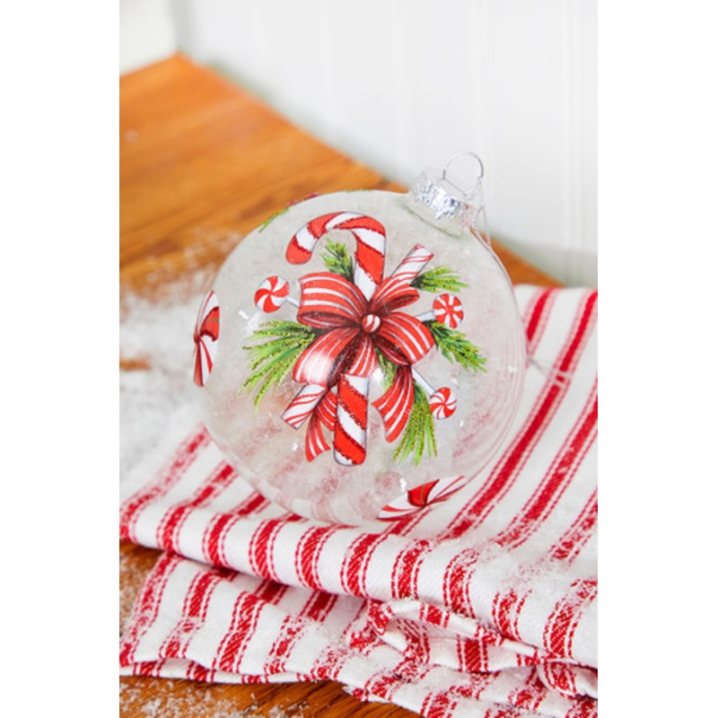 4 Glass Candy Cane  Ball Ornament