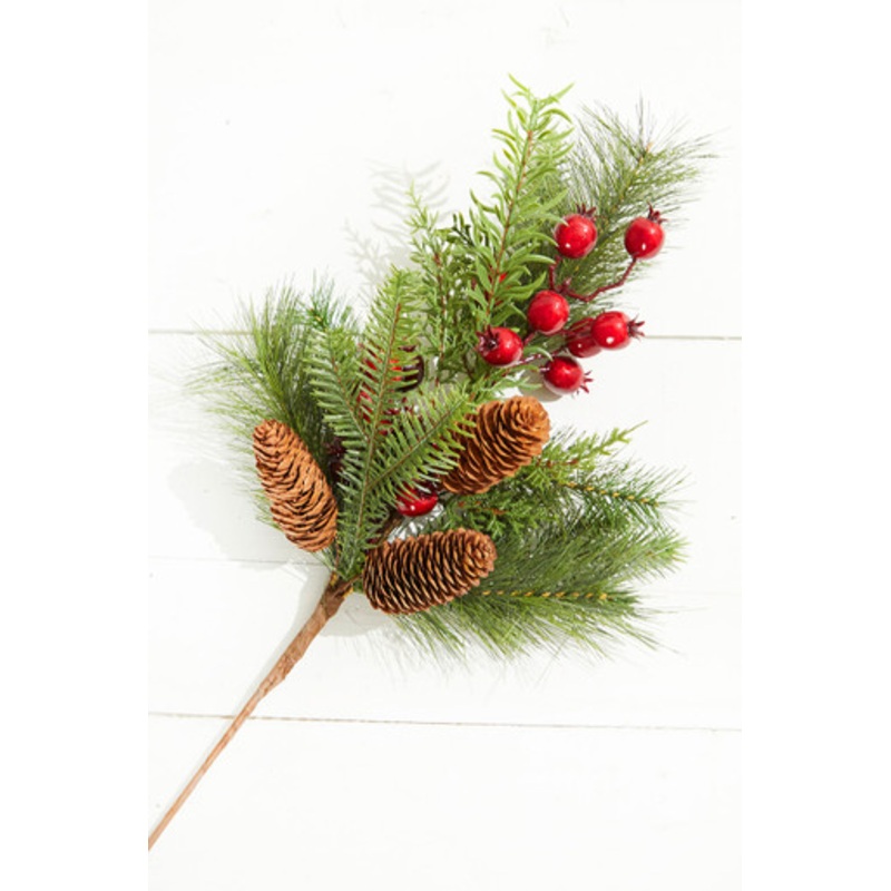 22 Berry Pine with Cones Spray