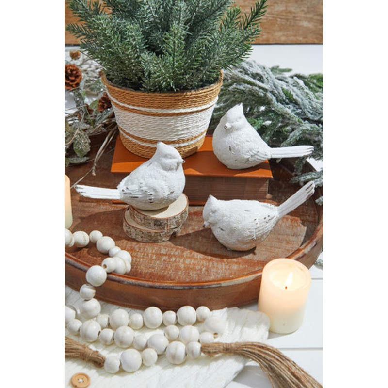 6 White Resin Cardinal Figurine