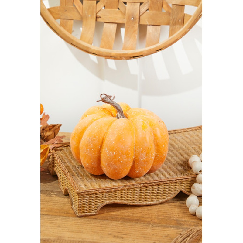 8 Orange Weathered Pumpkin with Stem