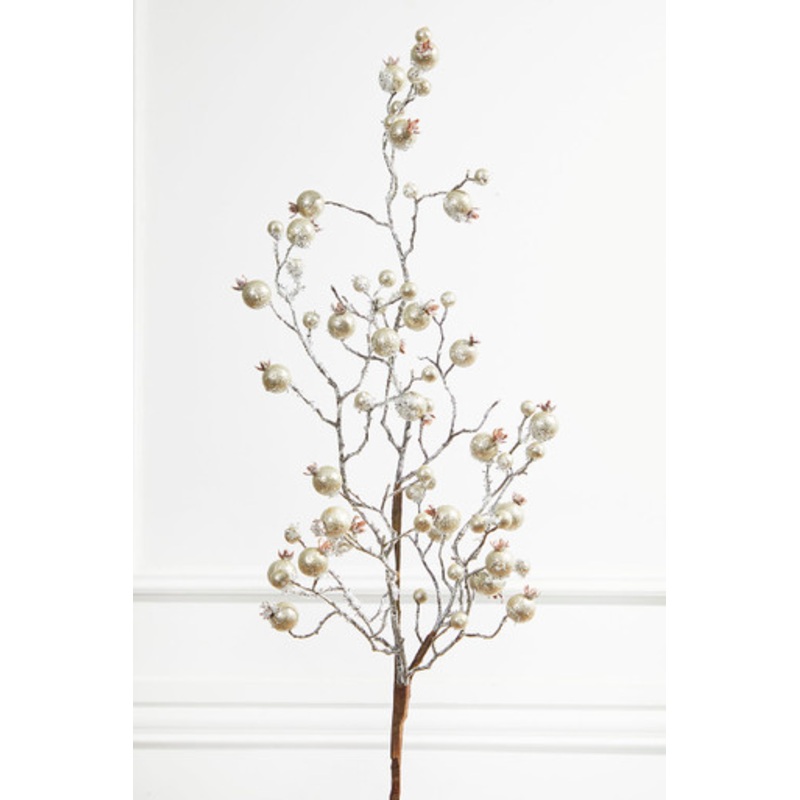 38 Platinum Gilded Frosted Crabapple Christmas Spray
