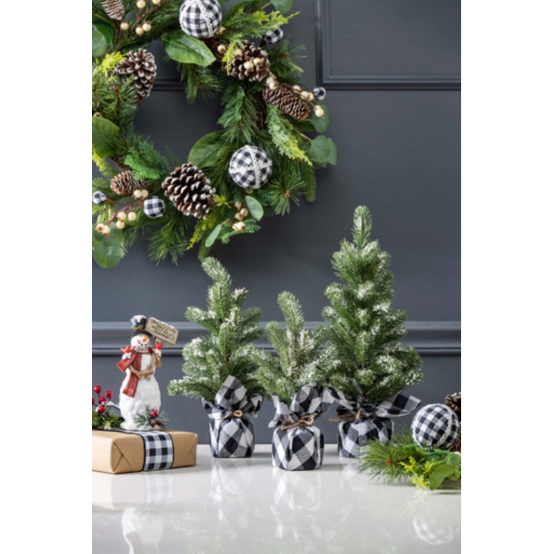Pine Tree With Plaid Fabric – Small