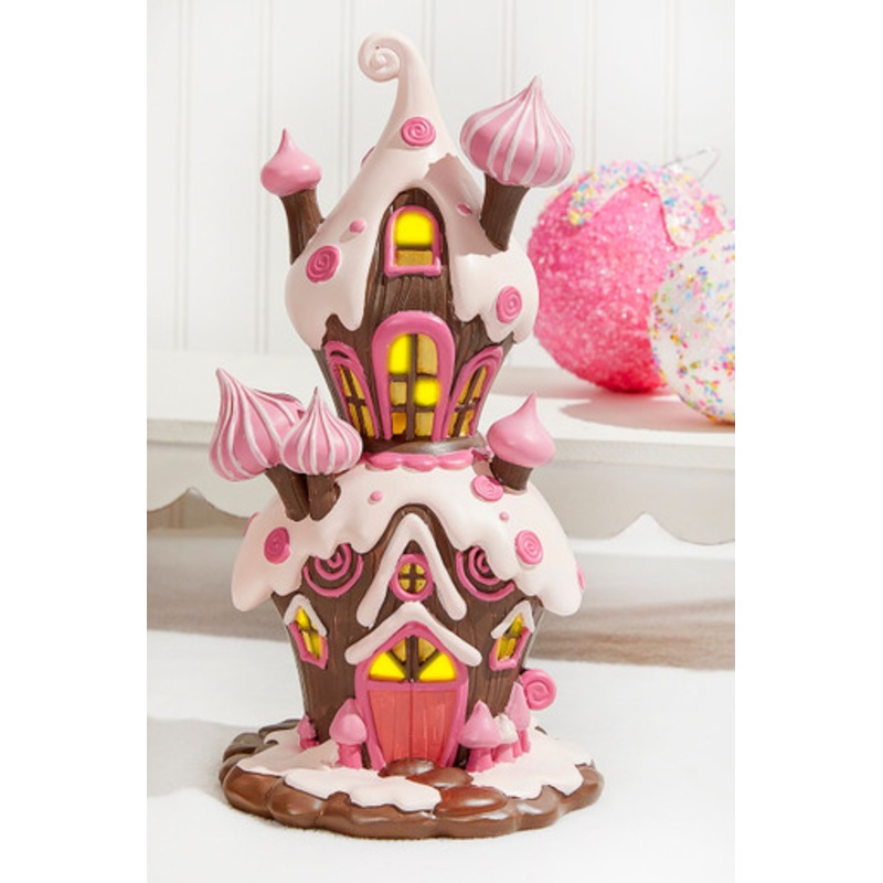 Resin Candy House with Led – Brown Pink