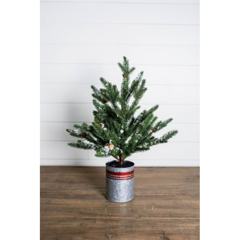 24 Farmhouse Potted Snowy Pine Tree