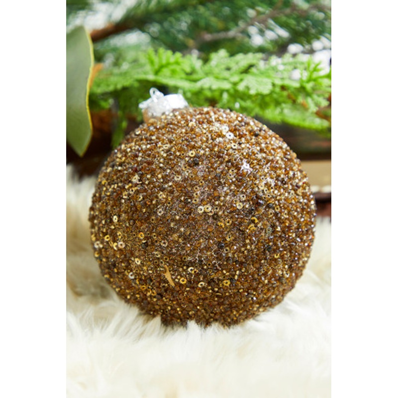 Glitter Ball Glass Ornament – Bronze