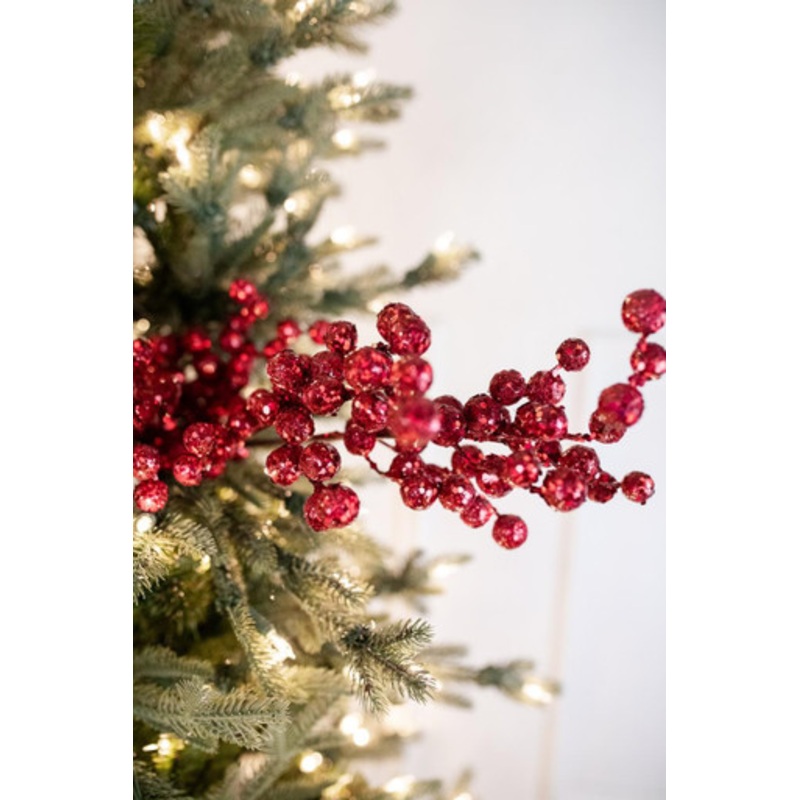 22 Burgundy Glitter Crabapple Spray
