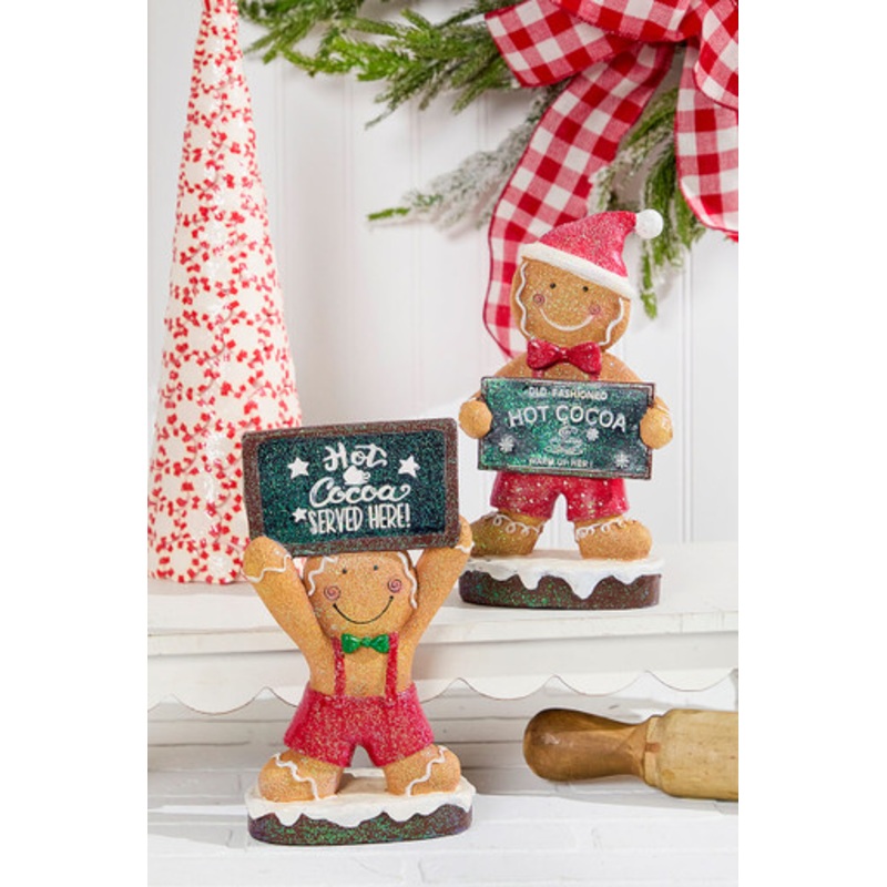 9.8 Resin Gingerbread Man Holding Sign