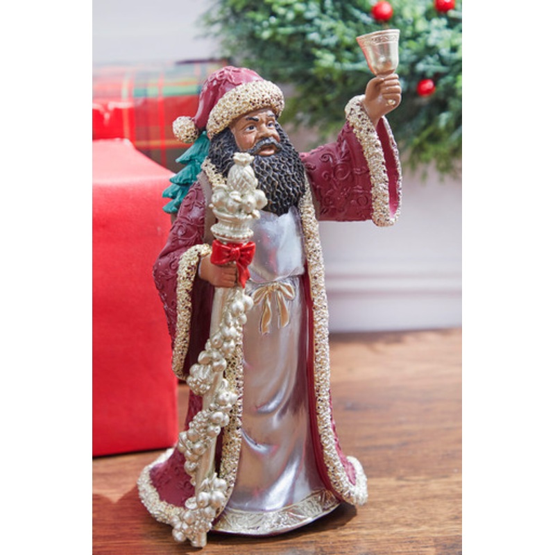 12.3 Resin African American Santa Figurine