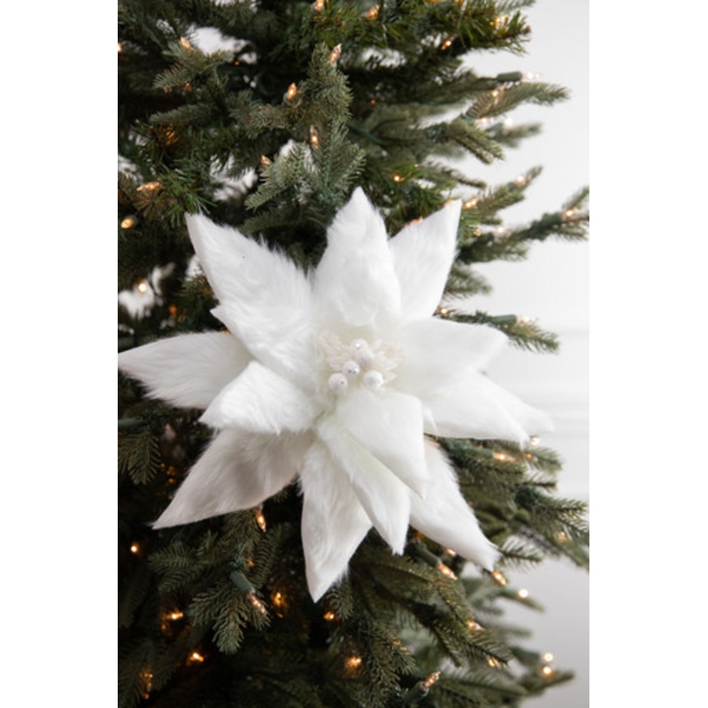 19 Fur Jewel Poinsettia Pick