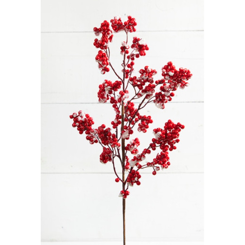 30  Red Snow Berry Christmas Spray