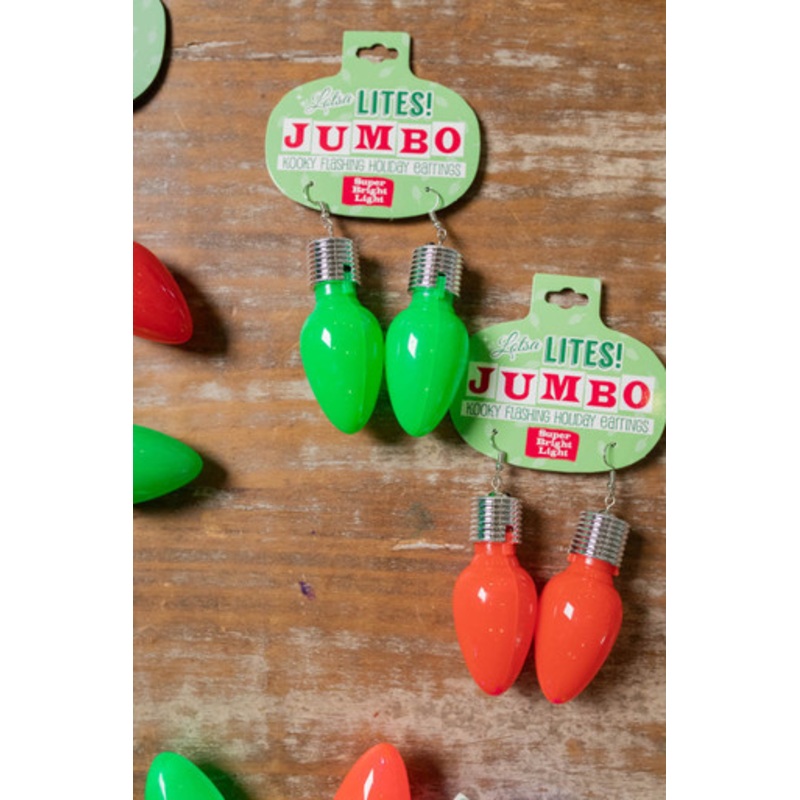 Green & Red Christmas Bulb Lotsa Lites Jumbo Earrings
