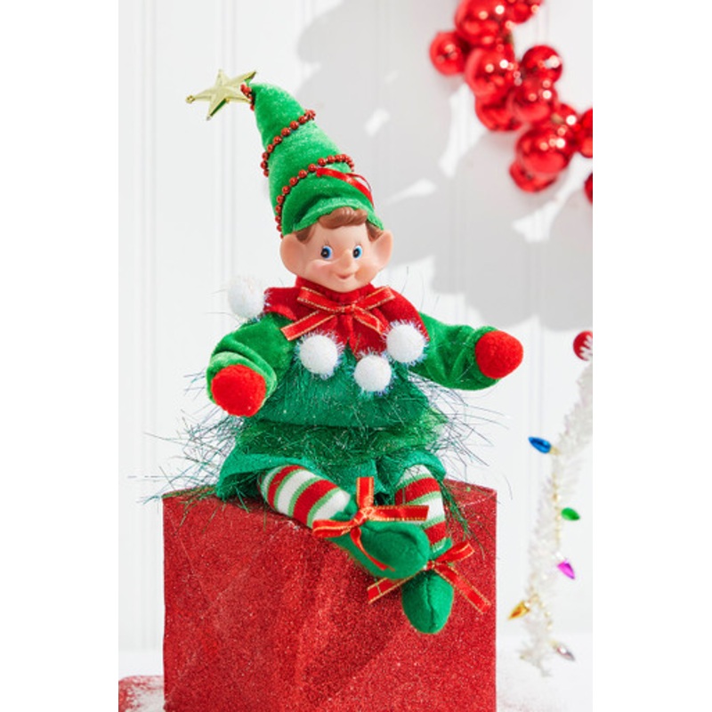 11 Bendable Elf with PomPom Ornament