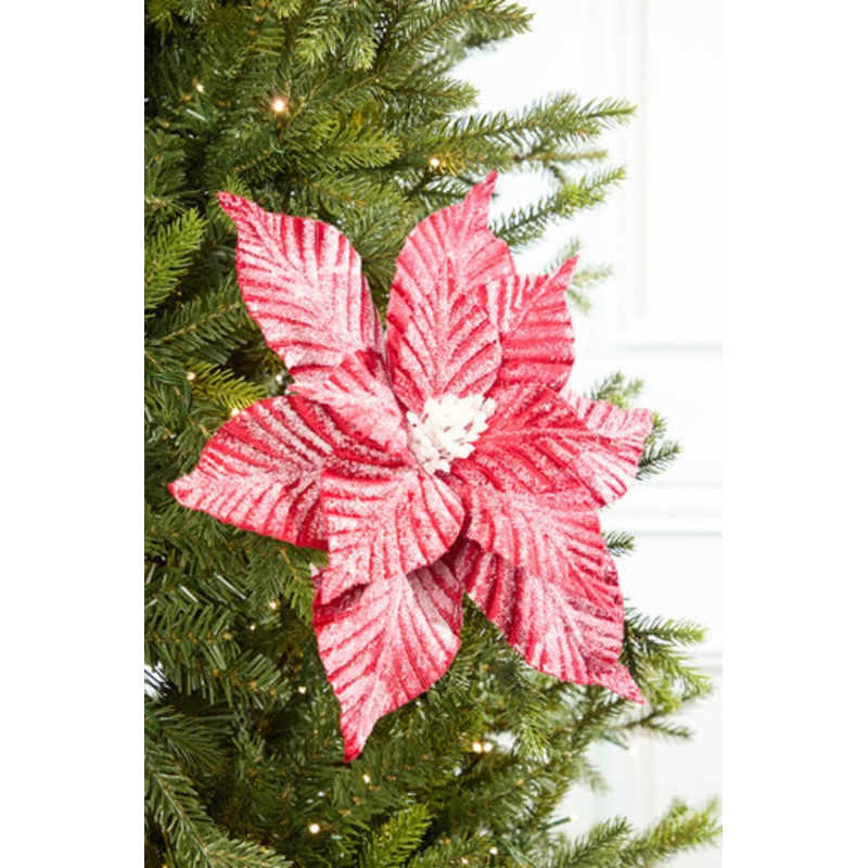 24 Striped Poinsettia Christmas Tree Flower