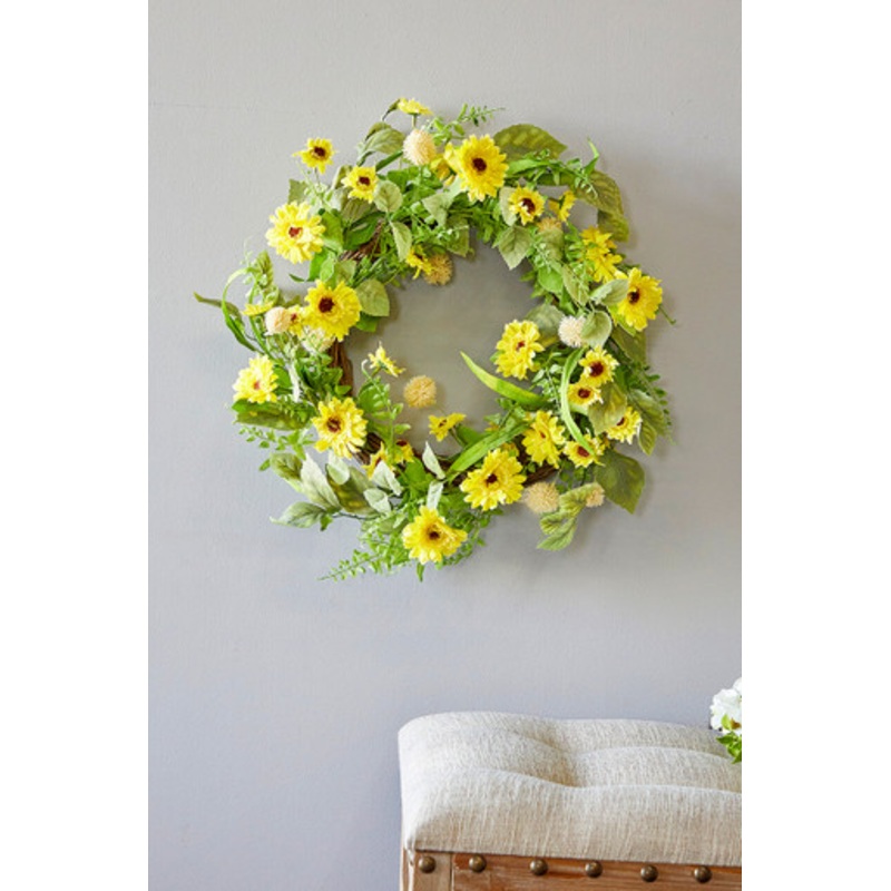 24 Yellow Mixed Gerbera Daisy Wreath