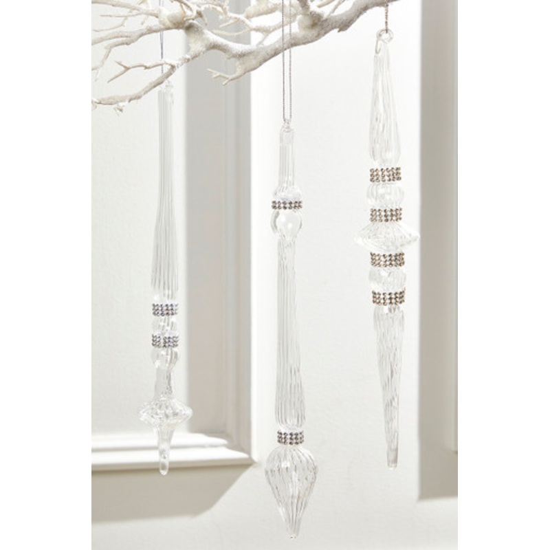 12 Finial Glass with Jewels Ornament
