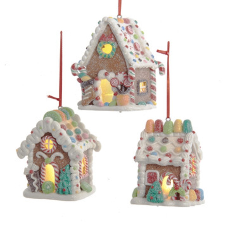 3.75 LED Lighted Claydough Candy Gingerbread House Christmas Ornament D4043