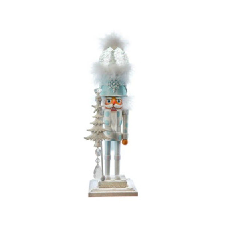 Kurt Adler 20 Hollywood Nutcrackers Lighted Animated Musical White Soldier Water Globe Hat Nutcracker HA0729